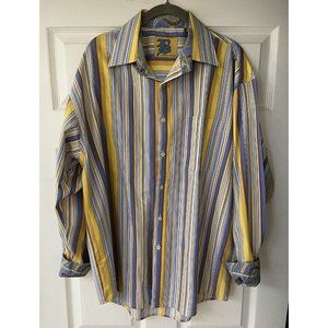 B By Brooklyn Express Men’s Large Striped Button Up Shirt Flip Cuff READ